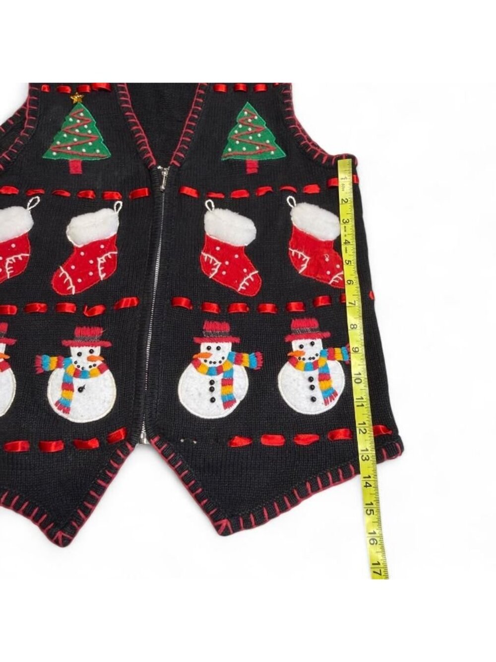 90's Vintage Whimsical Holiday Sweater Cardigan Vest Women's Small Retro Grandma - Picture 8 of 8